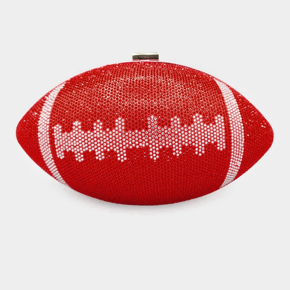 Red Rhinestone Football Clutch Bag